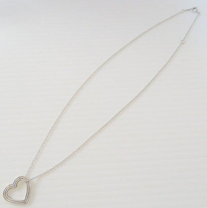 TIFFANY & Co. Silver 925 Menard Open Heart Necklace Pendant L 44cm 17.3in Used