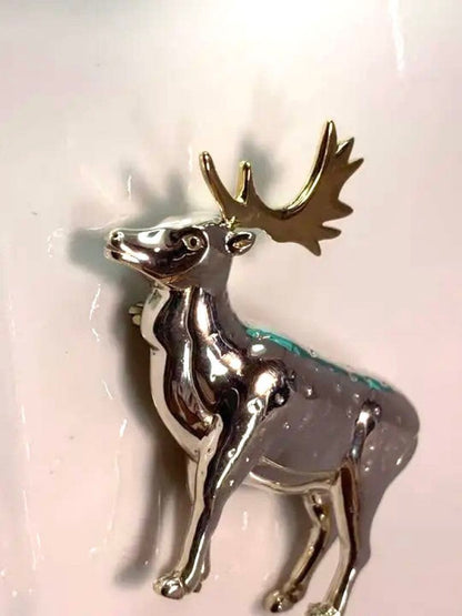 Vintage Tiffany & Co Deer 1988 Sterling Silver 925 x Gold 750 Brooch Used Rare