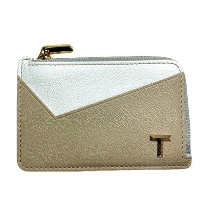 Tiffany & Co. Leather Fragment Coin Case Card Case T Logo Zip Near Mint