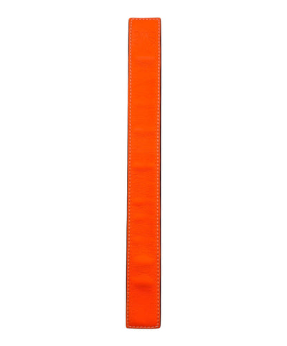 LOEWE Anagram Slap Bracelet Orange Leather Cuff Spain Made Pre-owned Accessory