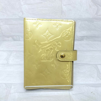 Louis Vuitton Vernis Agenda Cover Notebook Holder Yellow Patent Leather Gold