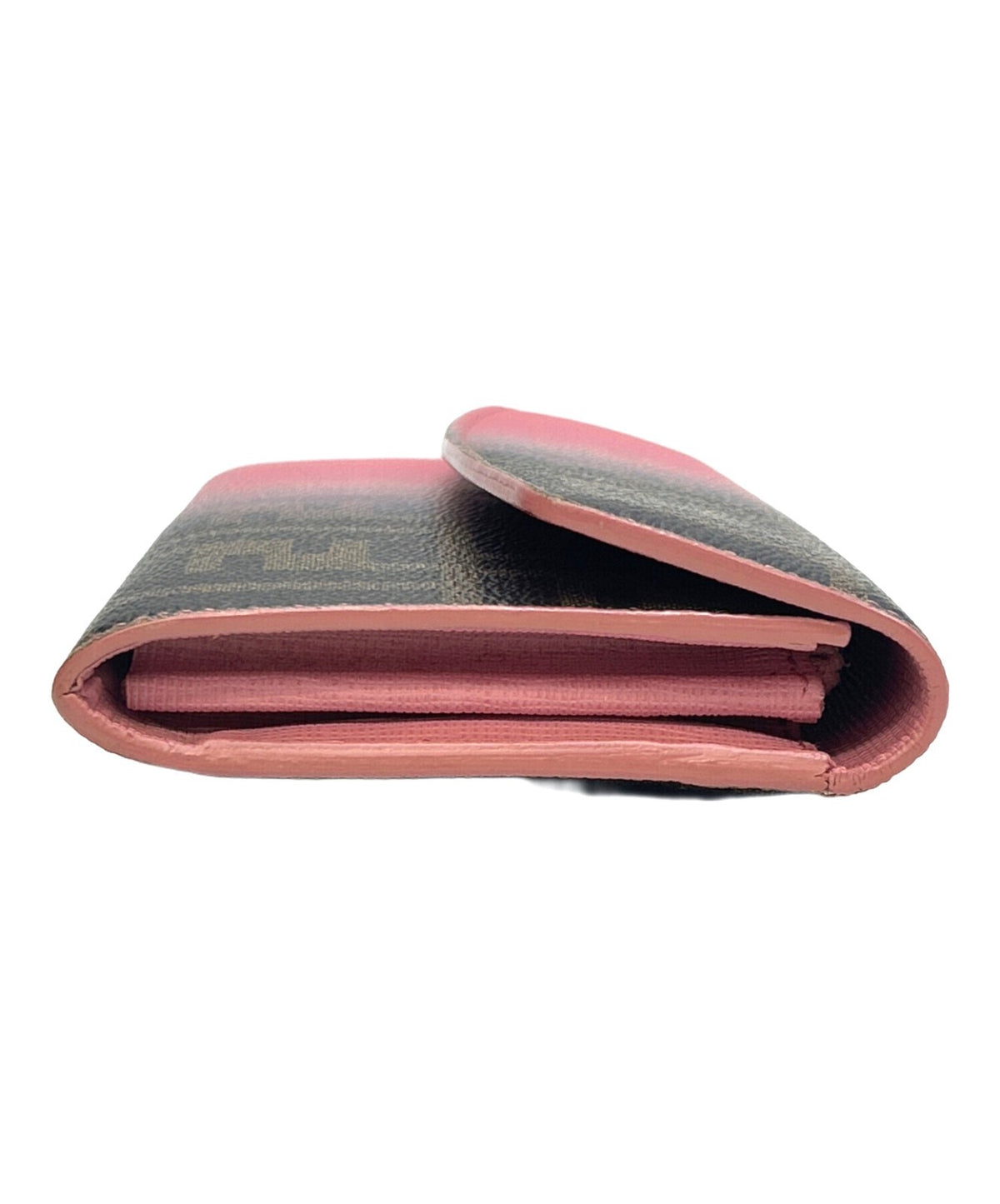 FENDI Zucca Long Wallet Trifold Pink Brown Gradient PVC Canvas Leather Women