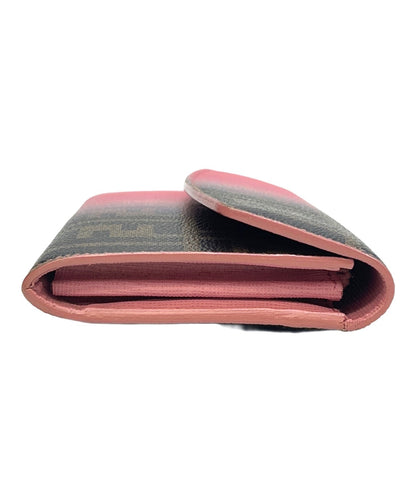 FENDI Zucca Long Wallet Trifold Pink Brown Gradient PVC Canvas Leather Women