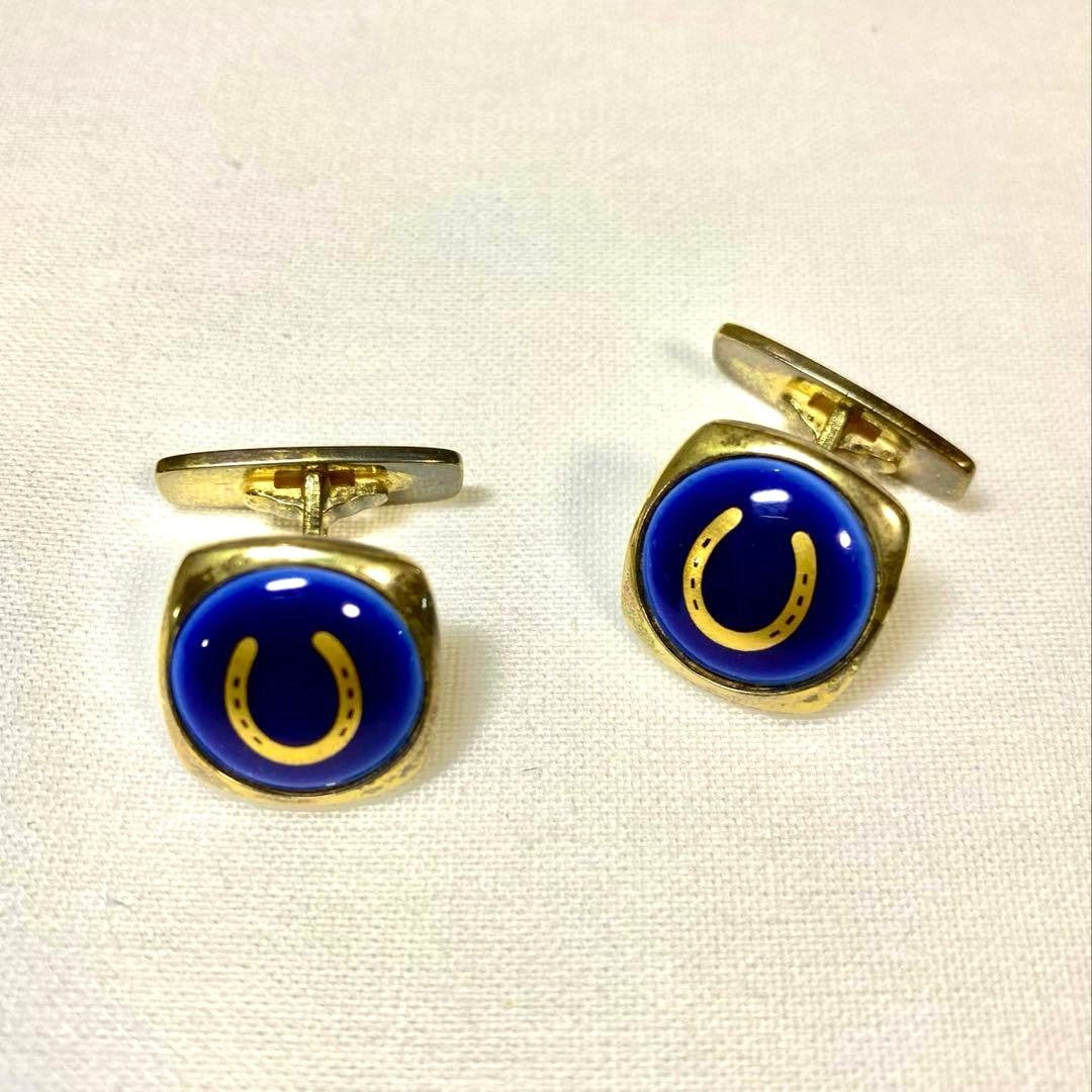 Georg Jensen x Royal Copenhagen Cufflinks Silver 925 Porcelain Horseshoe Denmark