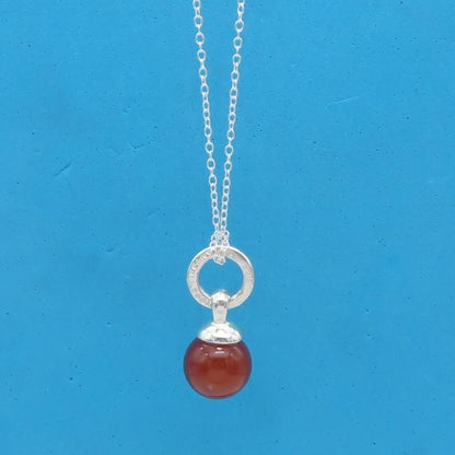Excellent Tiffany & Co Sterling Silver 925 Red Carnelian Ball Charm Pendant Top