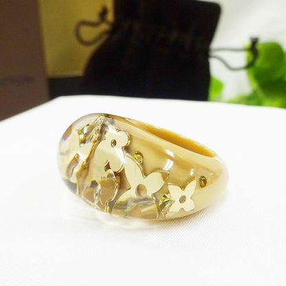 Excellent Louis Vuitton Berg Unclusion Ring Size US 5 Beige Gold Tone With Box