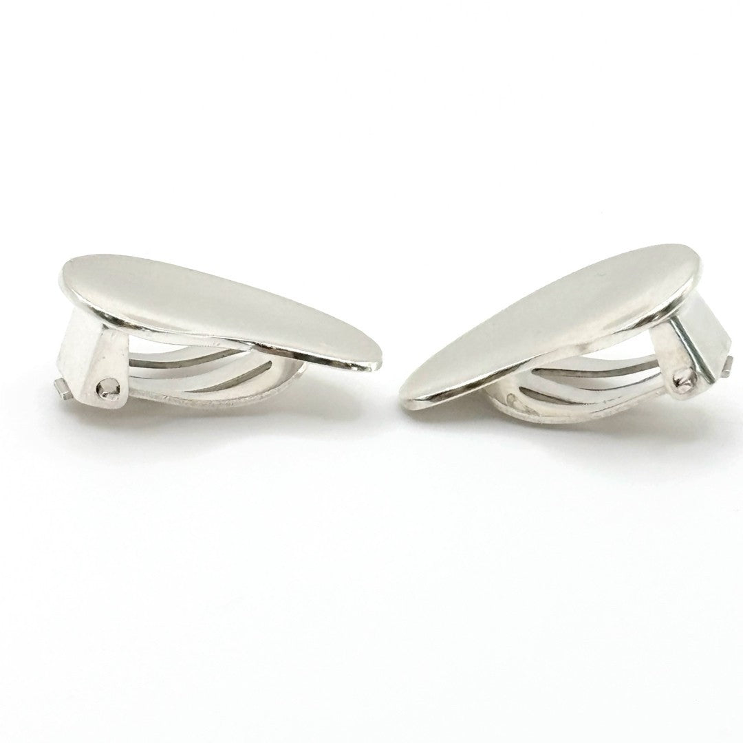 Georg Jensen # 123 Sterling Silver 925 Drop Clip On Earrings Denmark 20.7x12.2mm