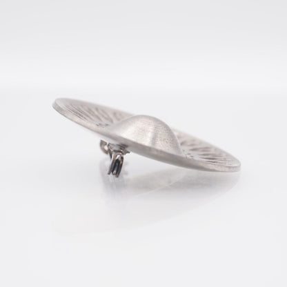 JORGEN JENSEN Pewter Brooch Round Leaf Design Silver Color Denmark 39.5mm Pin