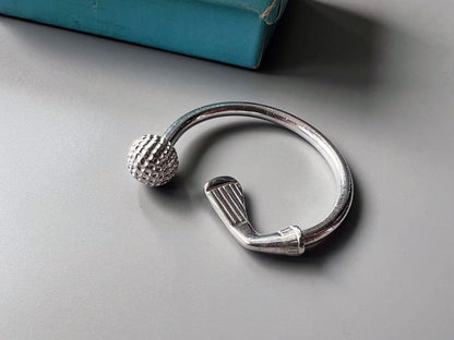 TIFFANY & Co Sterling Silver SV925 Golf Club & Ball Keychain Key Ring With Box