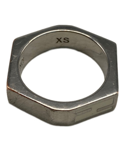 FENDI Zucca Logo Ring Band White x Silver Metal Size XS Mens Accessory 1A0923