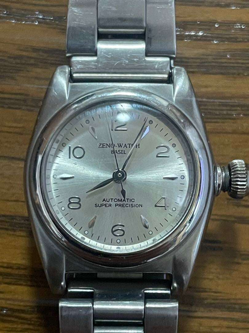ZENO Automatic Super Precision Watch Silver Dial Stainless Steel Case Used Japan
