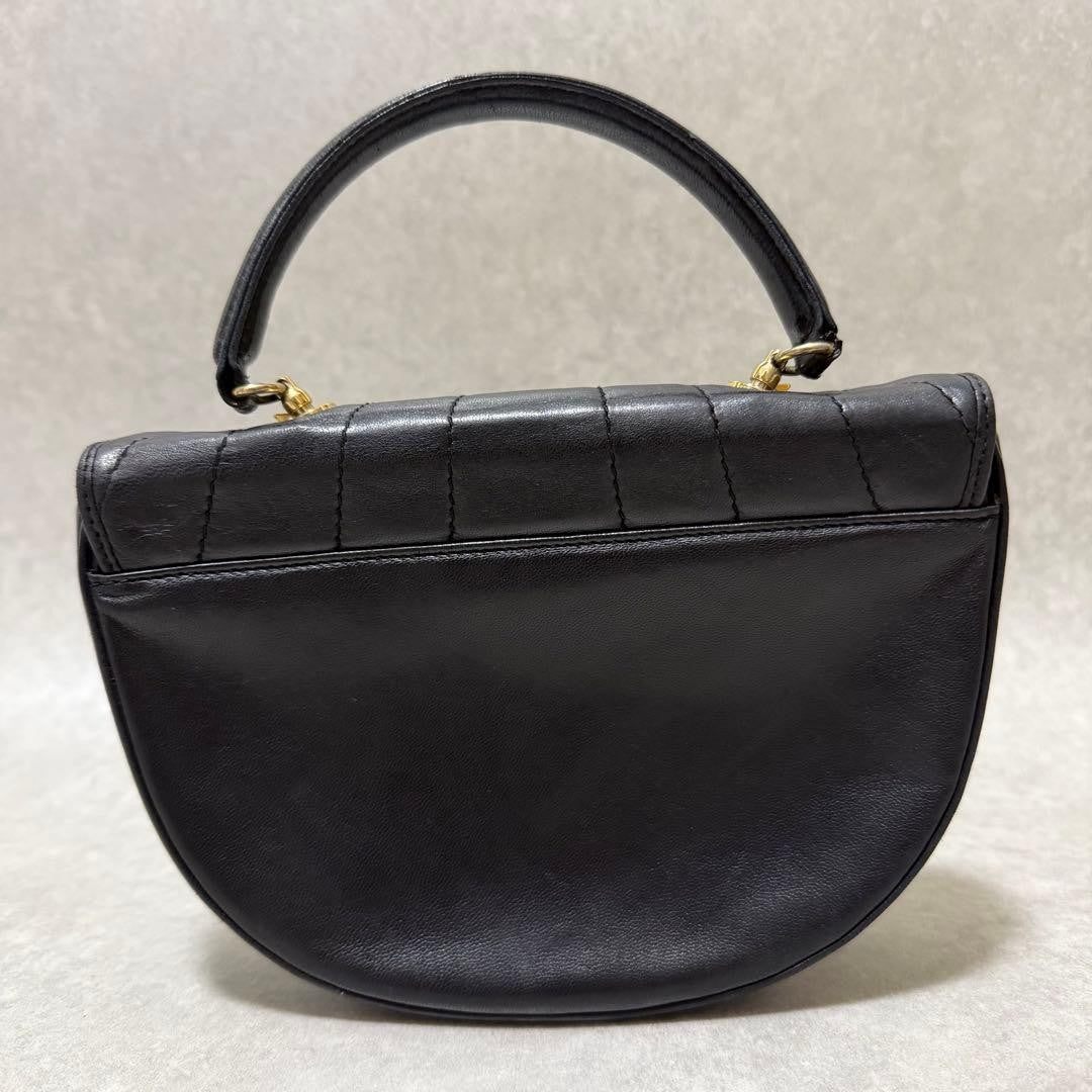 Tiffany & Co Half Moon Black Quilted Leather Handbag Top Handle Gold Hardware