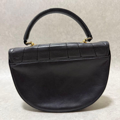 Tiffany & Co Half Moon Black Quilted Leather Handbag Top Handle Gold Hardware
