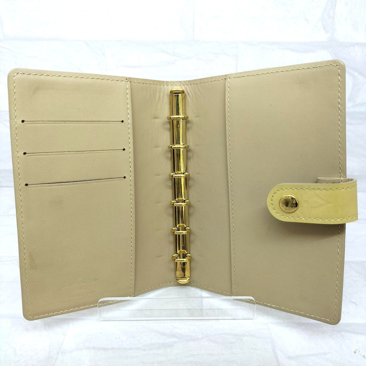 Louis Vuitton Vernis Agenda Cover Notebook Holder Yellow Patent Leather Gold