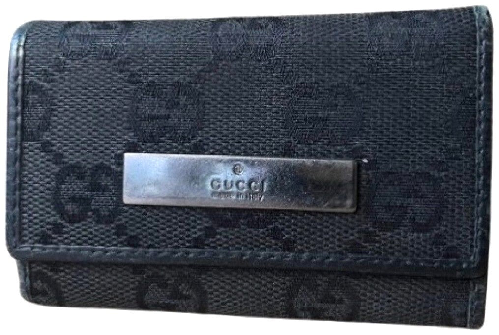 GUCCI GG Canvas Leather 6-Key Case Holder Black Unisex Small Authentic Italy