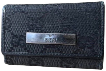 GUCCI GG Canvas Leather 6-Key Case Holder Black Unisex Small Authentic Italy