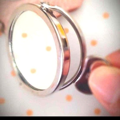 FENDI Selleria Compact Mirror Keychain Pink Leather Silver Hardware Authentic