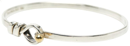 Tiffany & Co Hook & Eye Bangle Bracelet Silver 925 18K Yellow Gold Combo 16cm