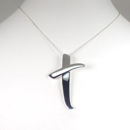 Tiffany & Co Sterling Silver 925 Paloma Picasso Kiss Cross Necklace Pendant 65cm
