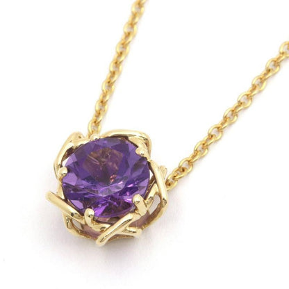 Excellent Tiffany & Co Yellow Gold 18K Amethyst  0.65ct Pendant Necklace L 41cm
