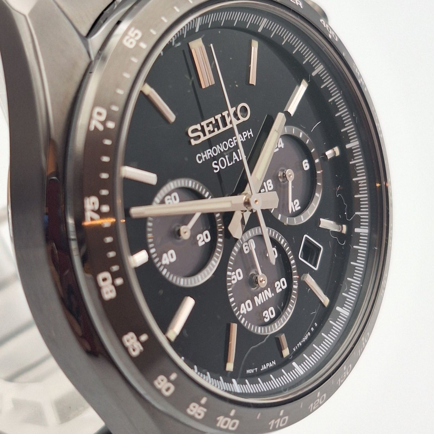 Seiko Selection Solar Chronograph SBPY169 Black Watch Tachymeter V175 Japan