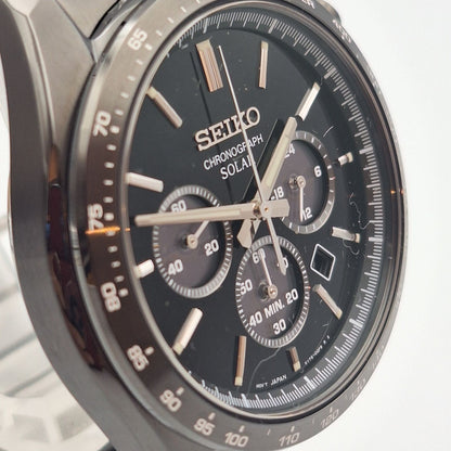 Seiko Selection Solar Chronograph SBPY169 Black Watch Tachymeter V175 Japan