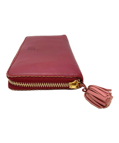 LOEWE Anagram Zip Around Long Wallet Red Nappa Leather Tassel Zipper Spain
