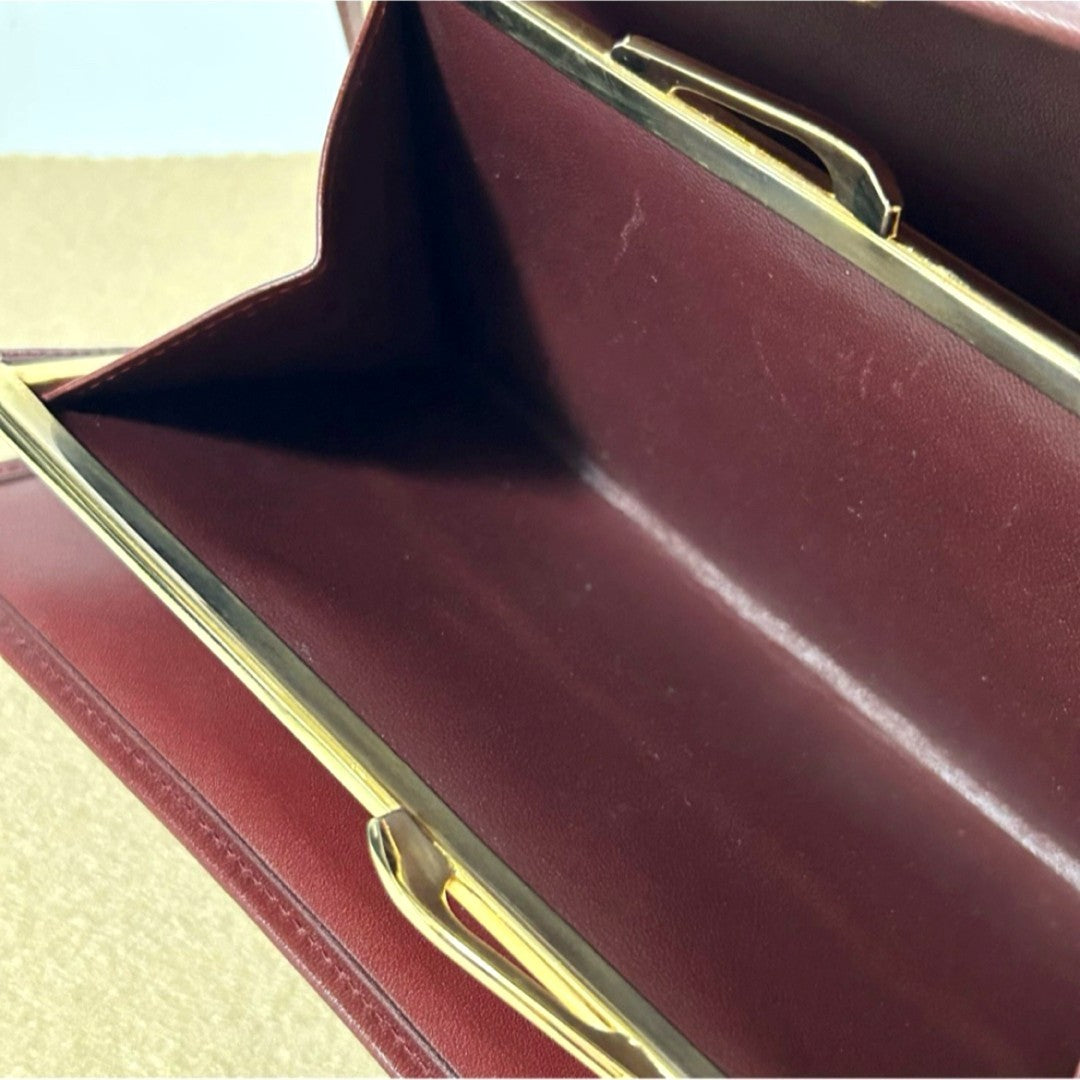 Cartier Must de Cartier Tri-Fold Long Wallet Bordeaux Leather 7.5x4.5x1" Used