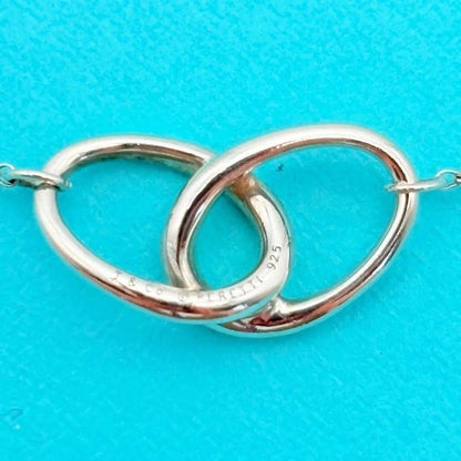 Tiffany & Co Sterling Silver 925 Double Loop Necklace 40cm 15.7in Elsa Peretti