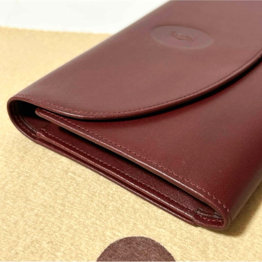 Cartier Must de Cartier Tri-Fold Long Wallet Bordeaux Leather 7.5x4.5x1" Used