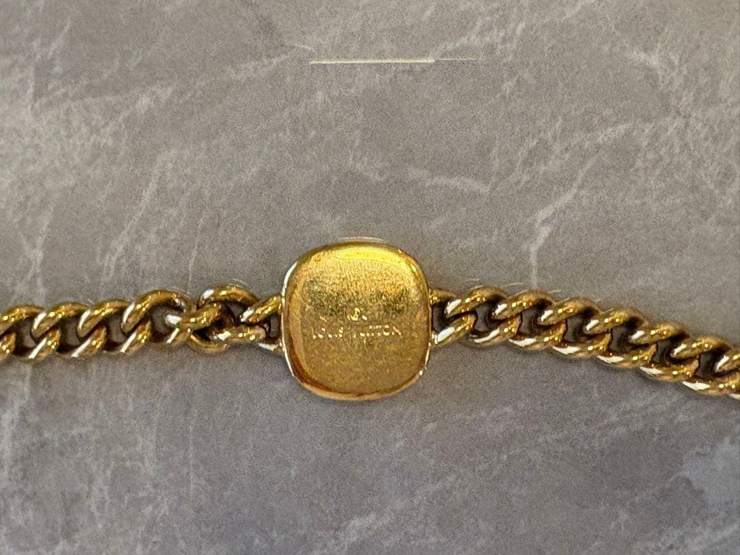 Louis Vuitton 1854 Chain Bracelet Gold Silver Tone Brass Maison fondée 1854