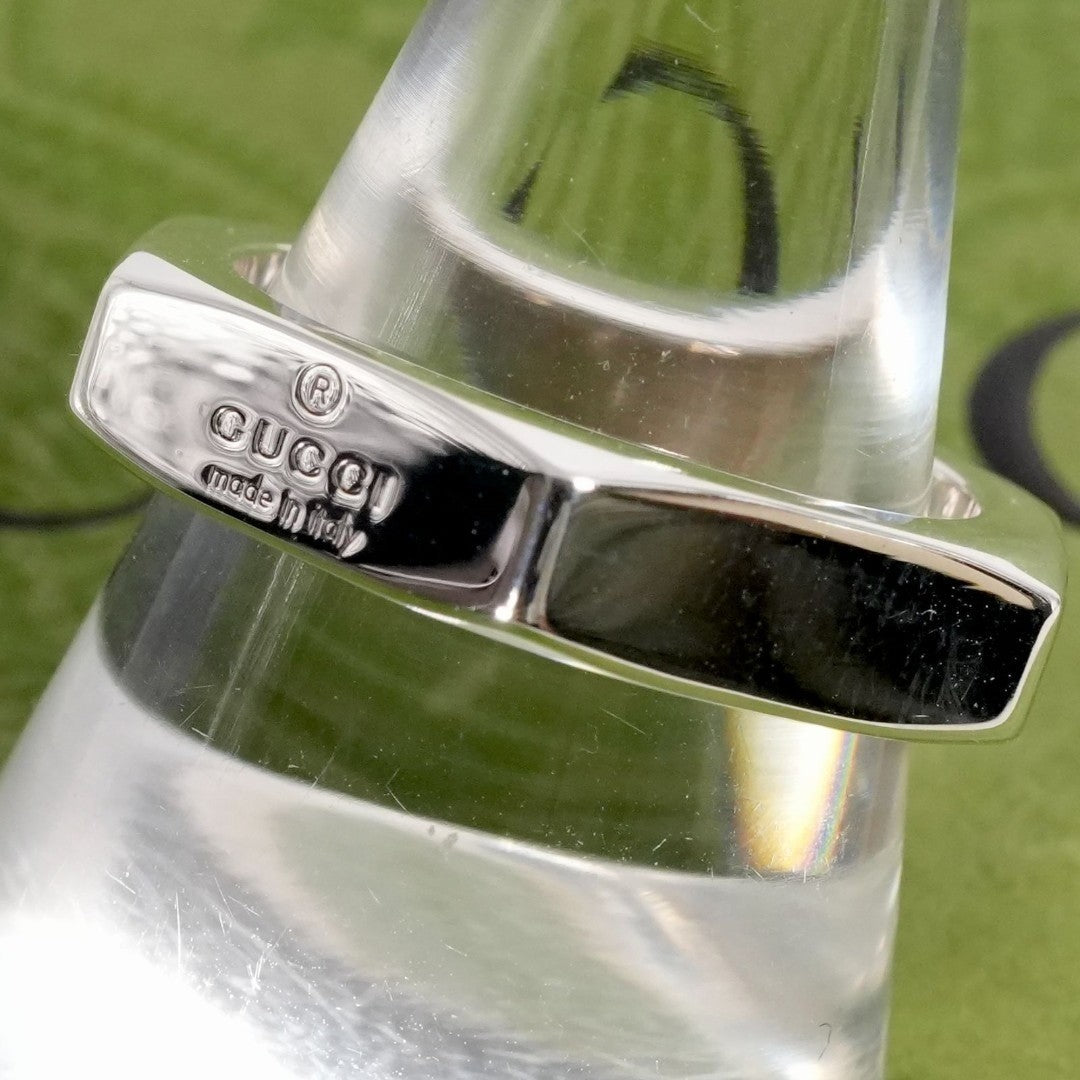 GUCCI Hexagon Trademark Logo Nut Ring Silver 925 Size 60 US 9.25 Used Rare
