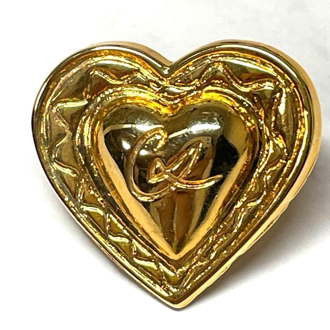 Christian Lacroix Auth Vintage Gold Heart Logo Pin Brooch 2x2.3 cm 0.8x0.9" Used