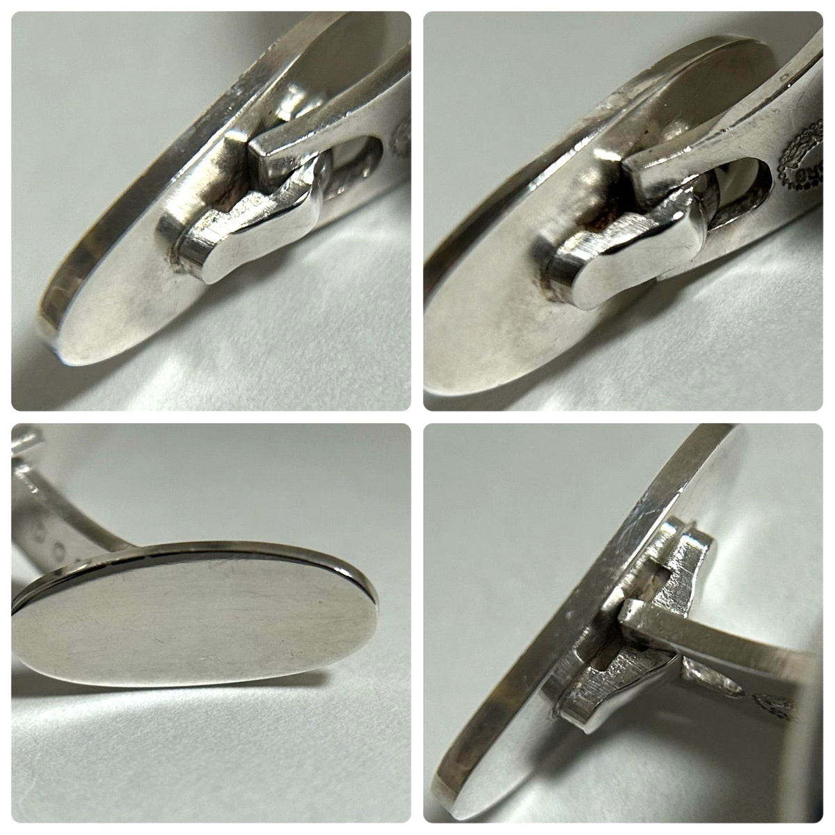 Georg Jensen Cufflinks Model 200 Sterling Silver 925 Oval Mens Denmark Vintage