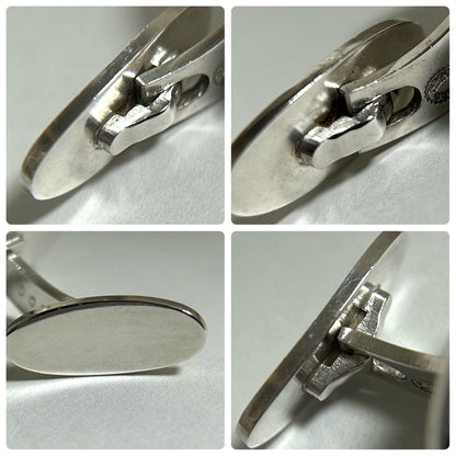 Georg Jensen Cufflinks Model 200 Sterling Silver 925 Oval Mens Denmark Vintage