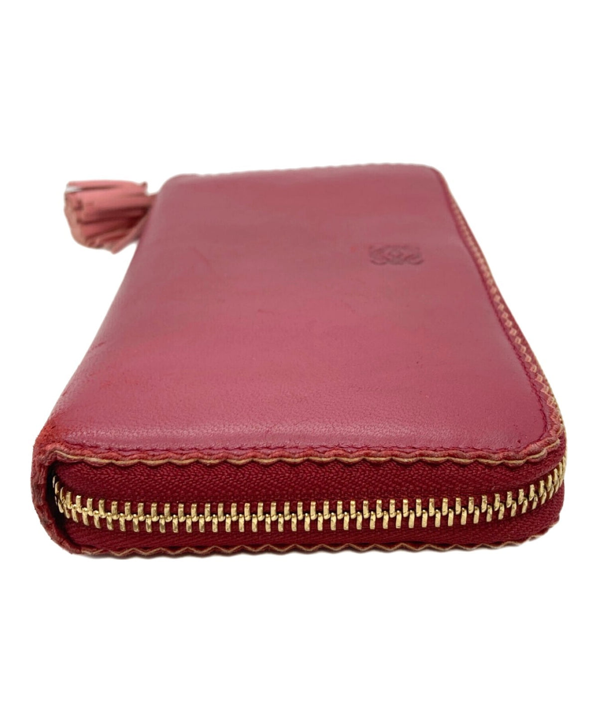 LOEWE Anagram Zip Around Long Wallet Red Nappa Leather Tassel Zipper Spain