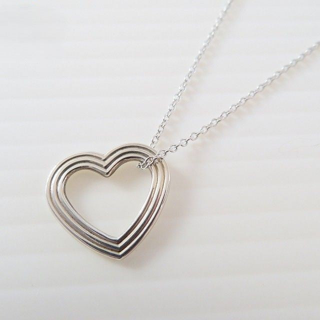 TIFFANY & Co. Silver 925 Menard Open Heart Necklace Pendant L 44cm 17.3in Used