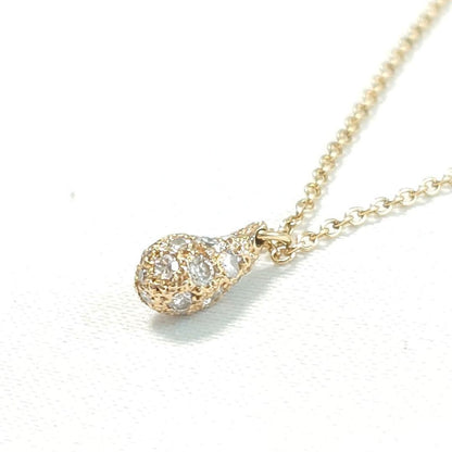 Tiffany & Co K18YG Yellow Gold Pave Diamond Teardrop Necklace Pendant 40cm 15.7"