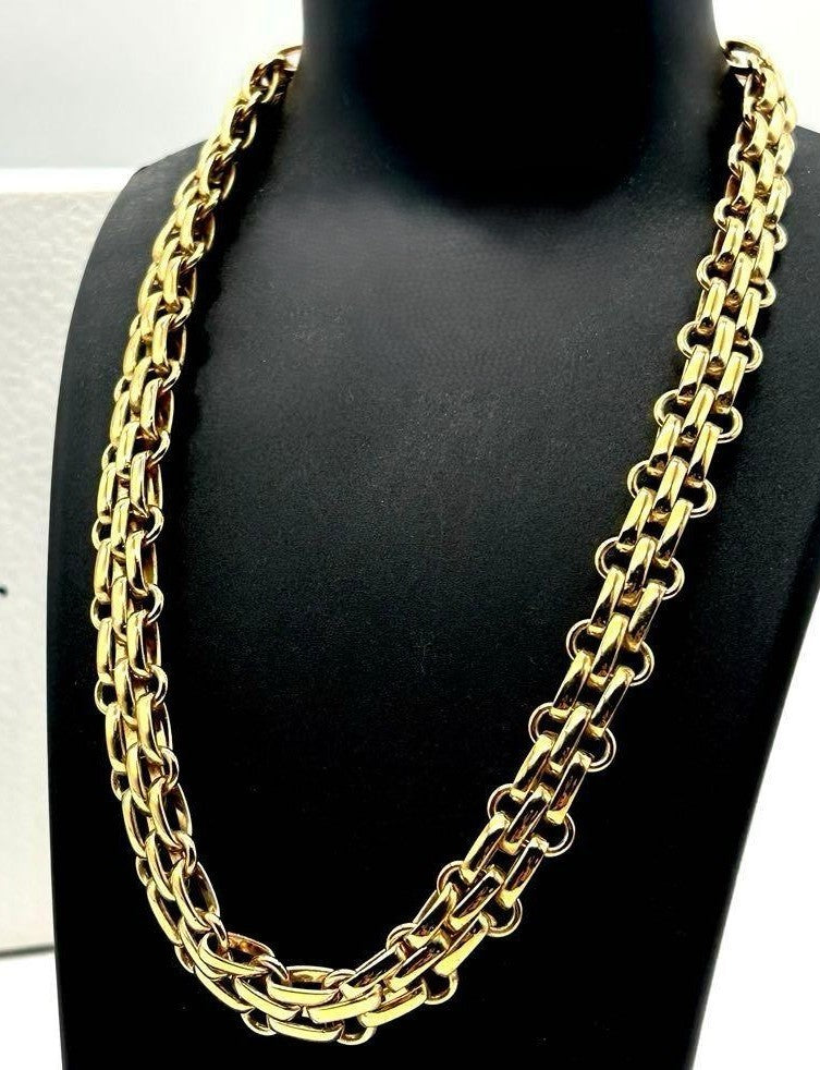 CHRISTIAN DIOR Gold Plated Chain Link Necklace Choker Vintage Used Excellent