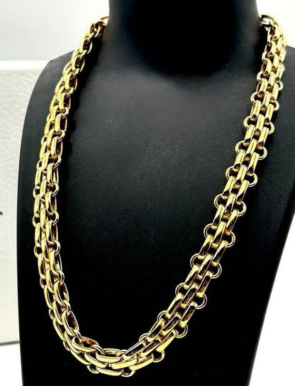 CHRISTIAN DIOR Gold Plated Chain Link Necklace Choker Vintage Used Excellent
