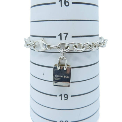 Tiffany & Co Silver Shopping Bag Signature Charm Donut Link Bracelet 17.5cm 6.9"