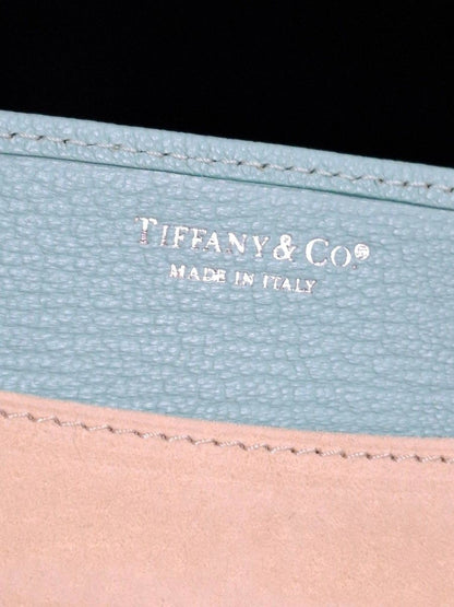 Tiffany & Co Tri Fold Wallet Multi Pouch Jewelry Case Organizer Black Leather