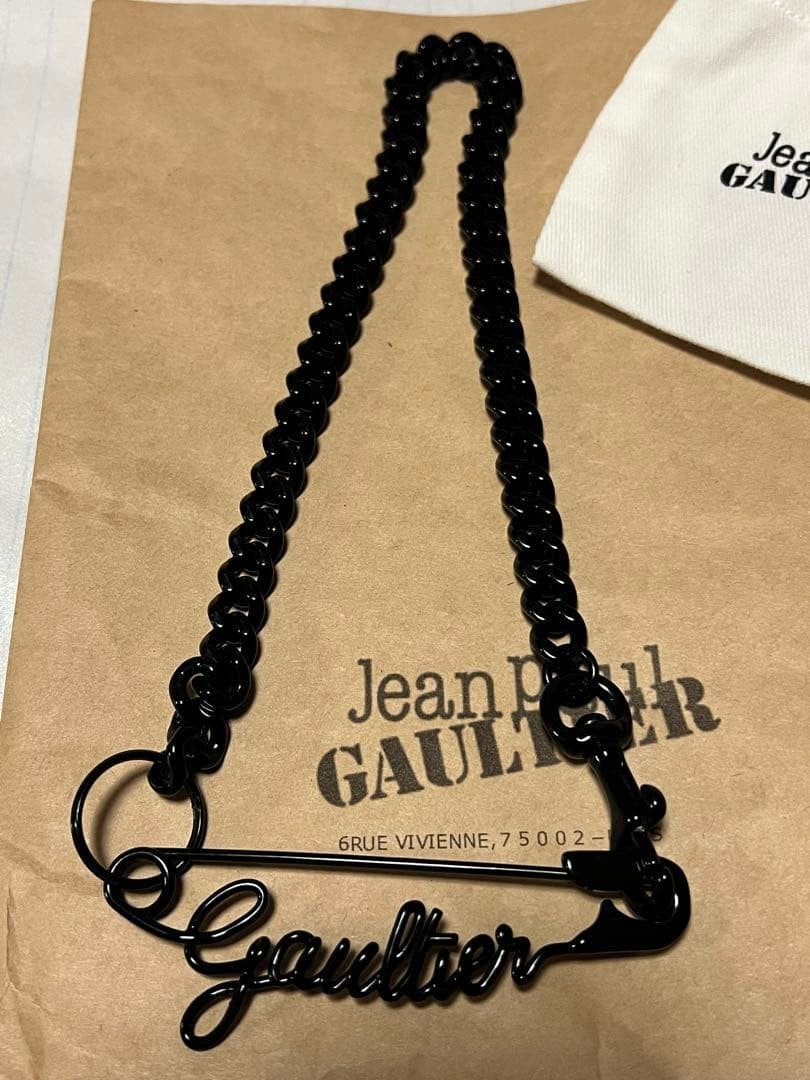 Jean Paul Gaultier Black The Gaultier Safety Pin Necklace Pendant Excellent
