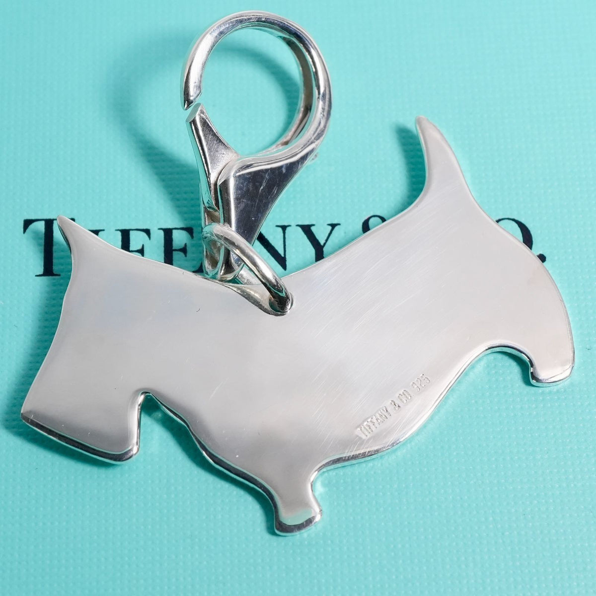 Tiffany & Co Sterling Silver 925 Terrier Dog Key Ring Keychain Charm