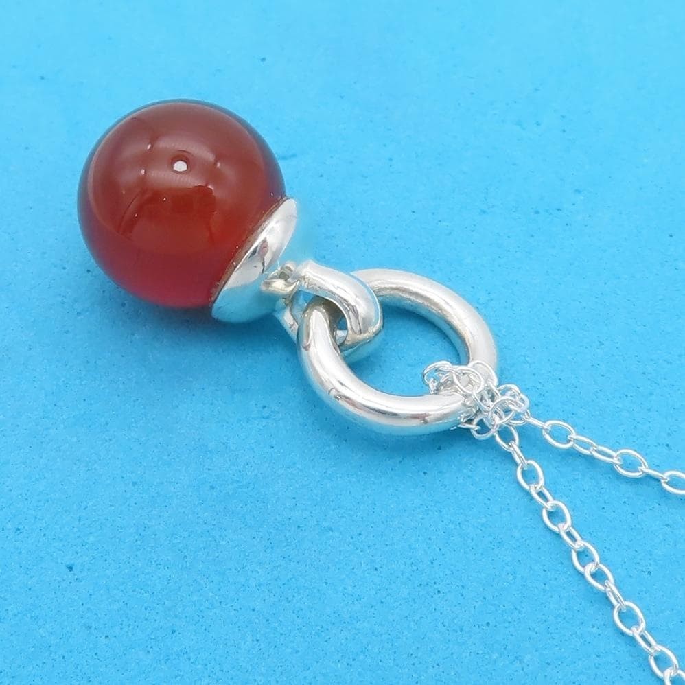 Excellent Tiffany & Co Sterling Silver 925 Red Carnelian Ball Charm Pendant Top