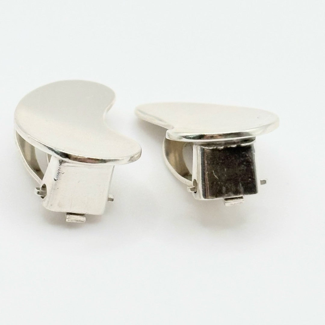 Georg Jensen # 123 Sterling Silver 925 Drop Clip On Earrings Denmark 20.7x12.2mm