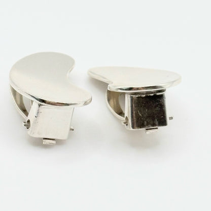 Georg Jensen # 123 Sterling Silver 925 Drop Clip On Earrings Denmark 20.7x12.2mm