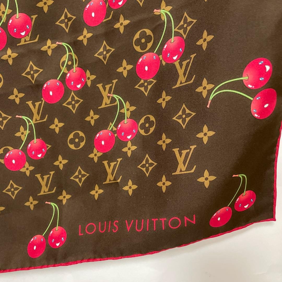 Louis Vuitton x Takashi Murakami Cerises Cherry Monogram Silk Scarf M71962 2005