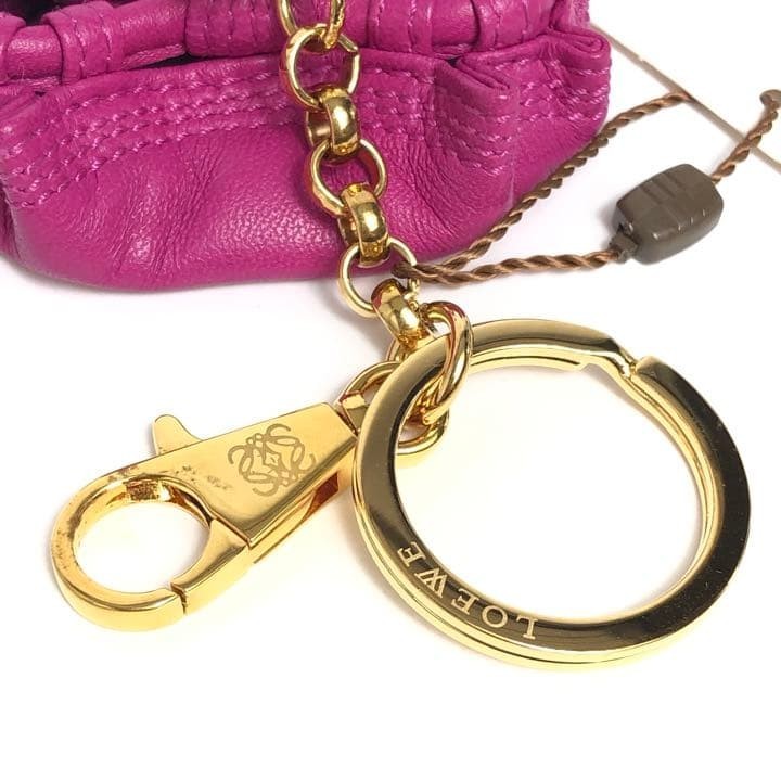 Authentic Loewe Anagram Nappa Aire Keychain Bag Charm Leather Pink Near Mint