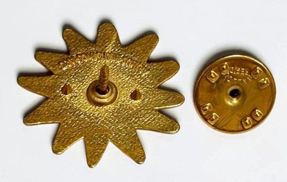 Christian Lacroix Sun Pin Brooch Gold Tone Vintage Badge Lapel Pin France Made